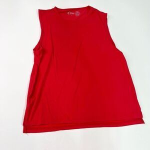 Zyia Active Muscle Tank Women's Large Red Stretch Sleeveless Crewneck Slit Tees